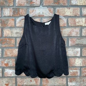 NWT Monteau Black Scalloped Tank, Size M